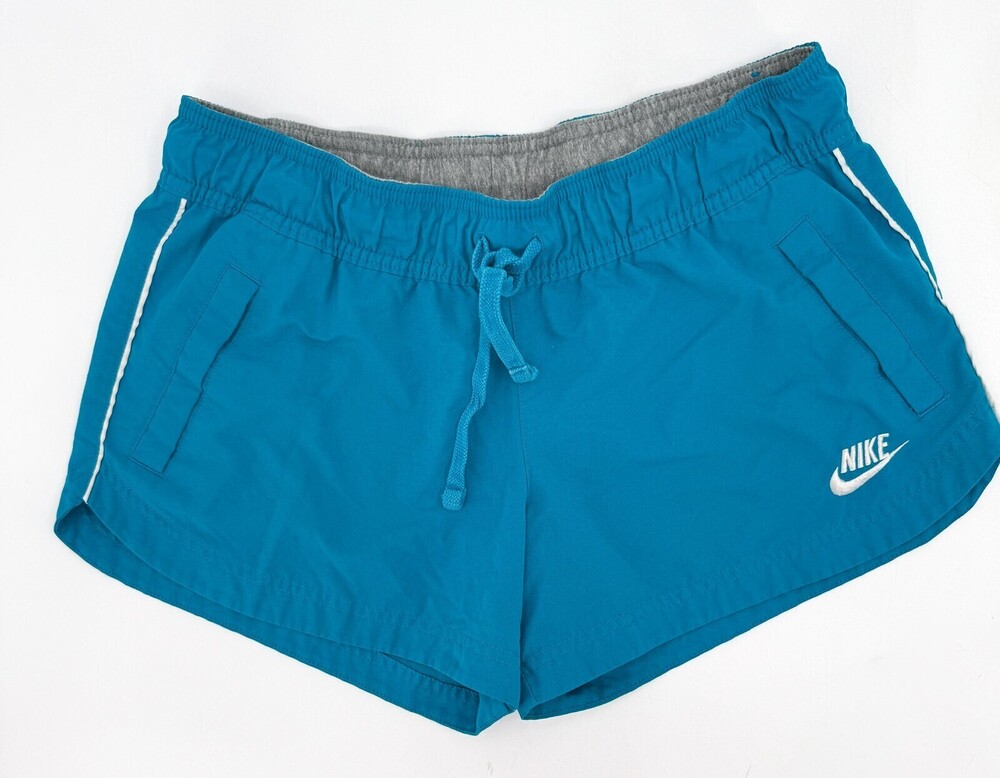 Nike Swim Shorts Mens Medium Blue White Logo Drawstring Quick Dry Sportswear
